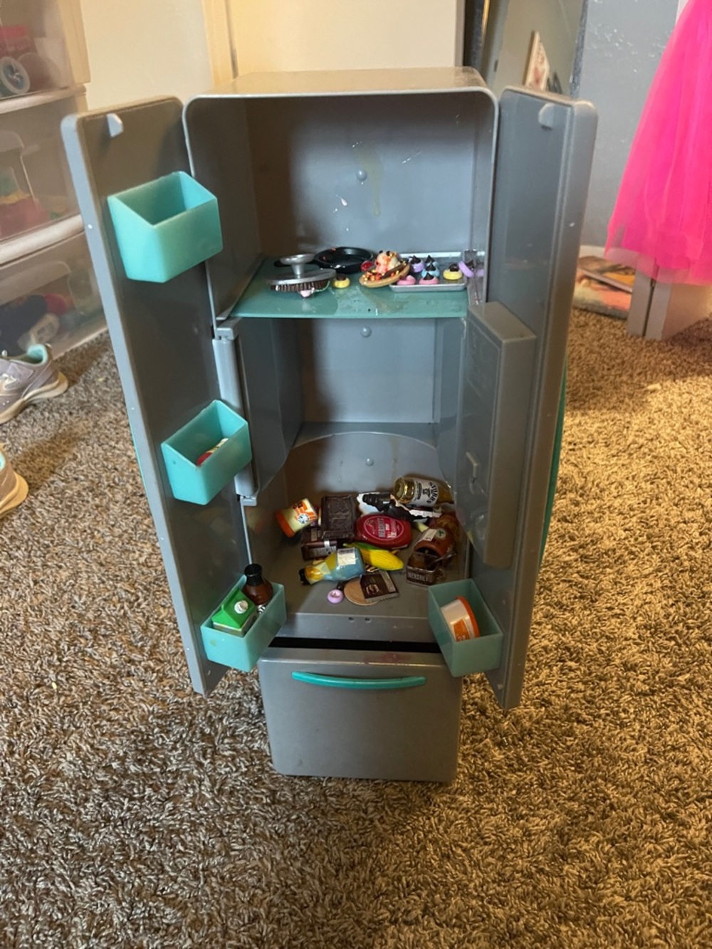 Gray & Teal Toy Refrigerator Organizer - Home Storage